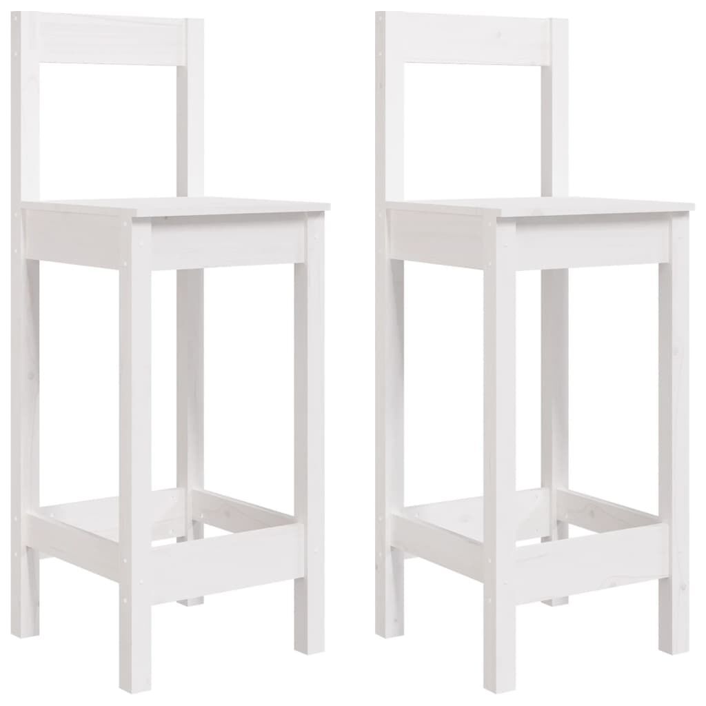 vidaXL Καρέκλες Μπαρ 2 τεμ. Λευκό 40x41,5x112 εκ. Μασίφ Ξύλο Πεύκου