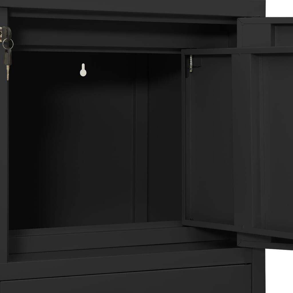 vidaXL Ντουλάπα Γραφείου με Γλάστρα Ανθρακί 90 x 40 x 125 εκ. Ατσάλινη