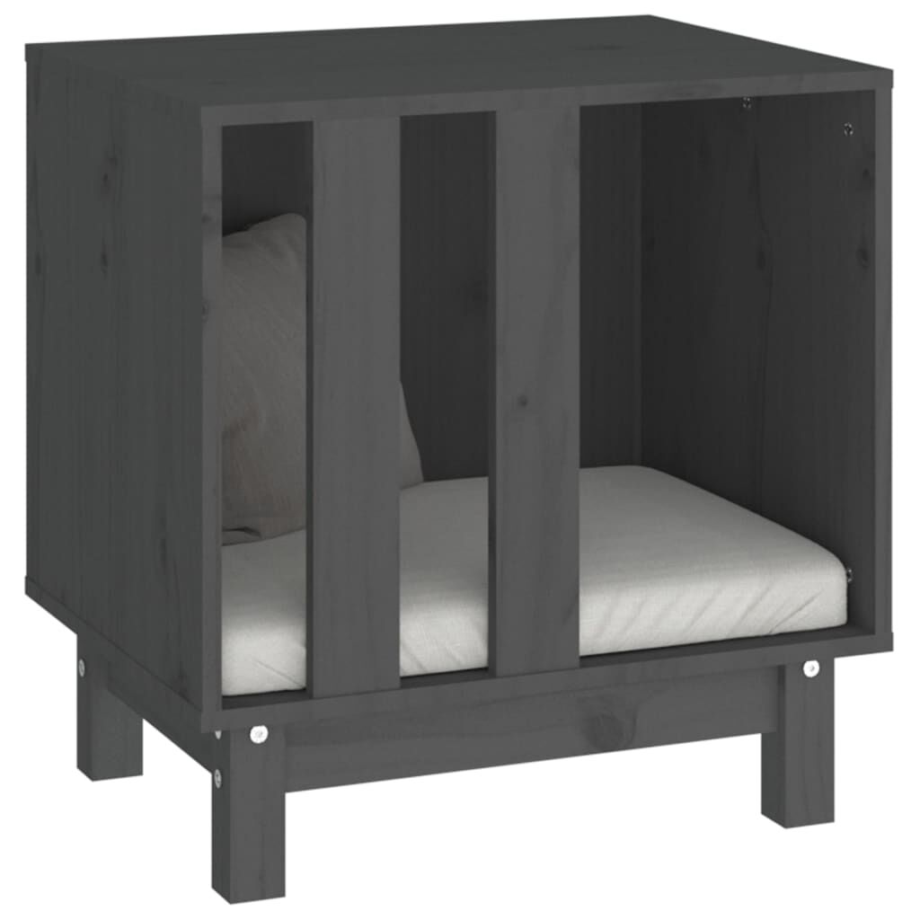 vidaXL Σπιτάκι Σκύλου Γκρι 50x40x52 εκ. από Μασίφ Ξύλο Πεύκου