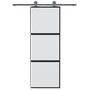 vidaXL Συρόμενη Πόρτα Μαύρη 76 x 205 εκ. από Ψημένο Γυαλί / Αλουμίνιο