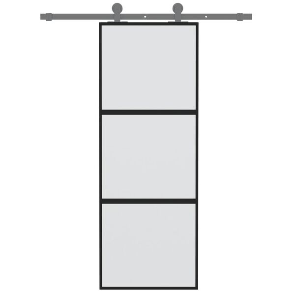 vidaXL Συρόμενη Πόρτα Μαύρη 76 x 205 εκ. από Ψημένο Γυαλί / Αλουμίνιο