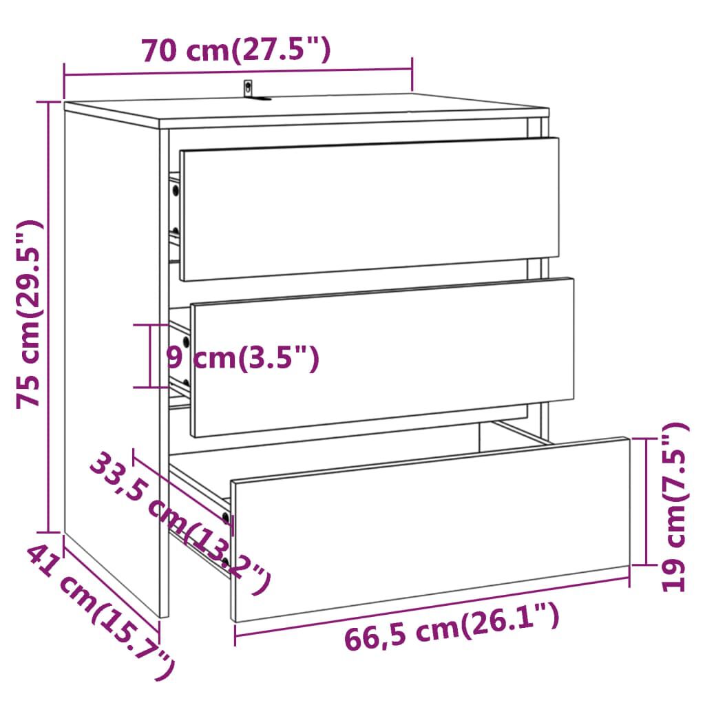 vidaXL Μπουφές Καφέ Δρυς 70x41x75 εκ. από Επεξεργασμένο Ξύλο