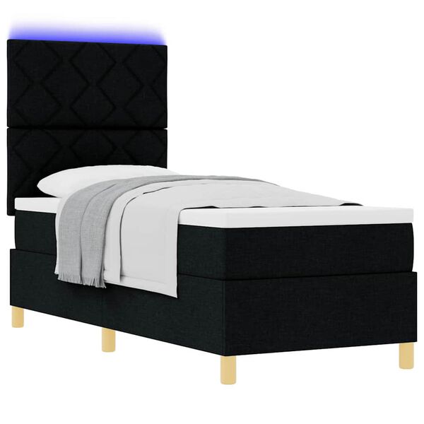 vidaXL Κρεβάτι με ελατήρια με στρώμα Μαύρο 80 x 200 cm ύφασμα