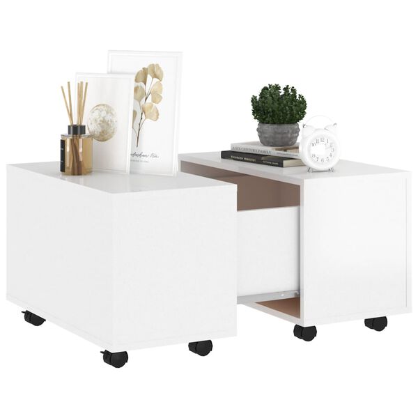 vidaXL Τραπεζάκι Σαλονιού Γυαλιστερό Λευκό 60x60x38 εκ. Μοριοσανίδα