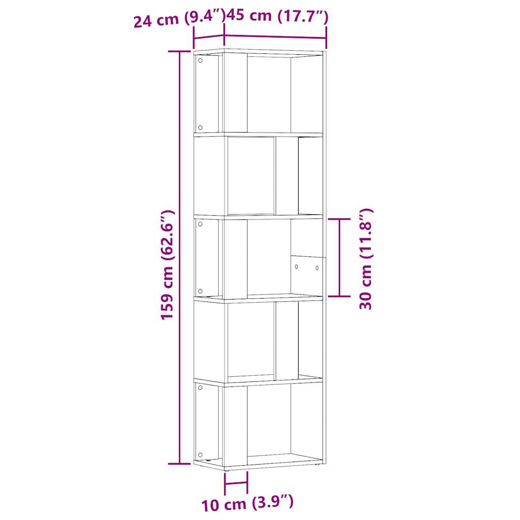vidaXL Ντουλάπι βιβλίων Παλιό ξύλο 45x24x159 cm Κατασκευασμένο ξύλο