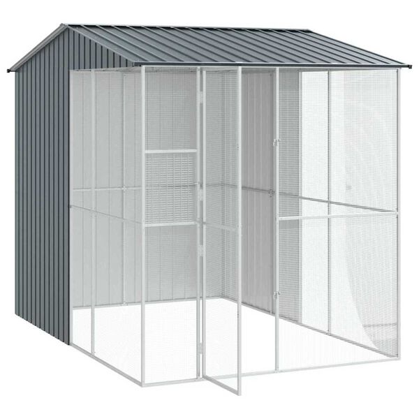 vidaXL Κλουβί Πουλιών με αποθήκευση Ανθρακί 215 x 310 x 247 εκ.