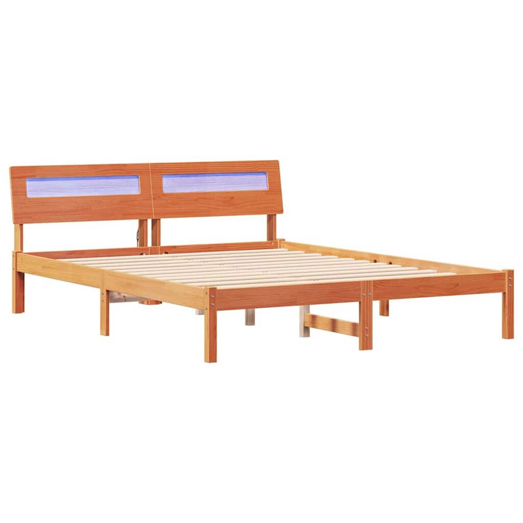 vidaXL Σκελετός Κρεβατιού Καφέ κεριού 160 x 200 cm Μασίφ ξύλο πεύκου