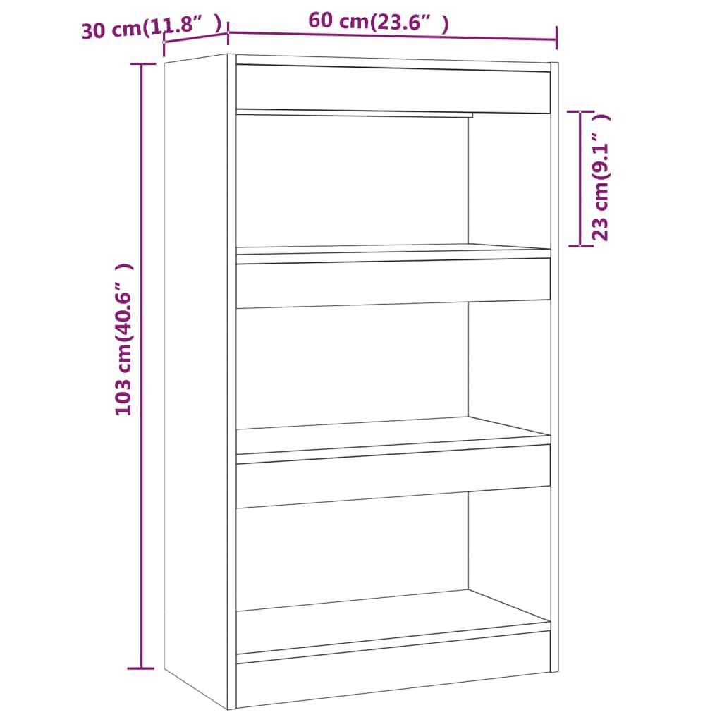 vidaXL Βιβλιοθήκη/Διαχωρισ. Χώρου Γκρι Σκυρ. 60x24x186 εκ. Επεξ. Ξύλο