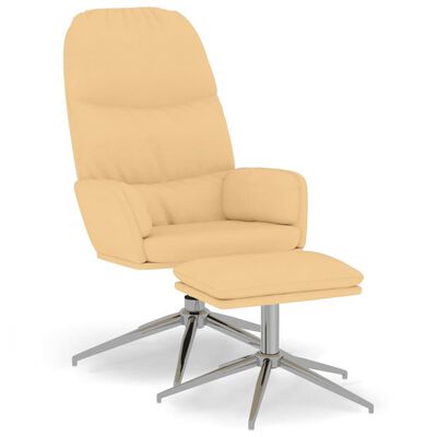 vidaXL Πολυθρόνα Relax με Υποπόδιο Κρεμ Λευκό από Συνθετικό Καστόρι