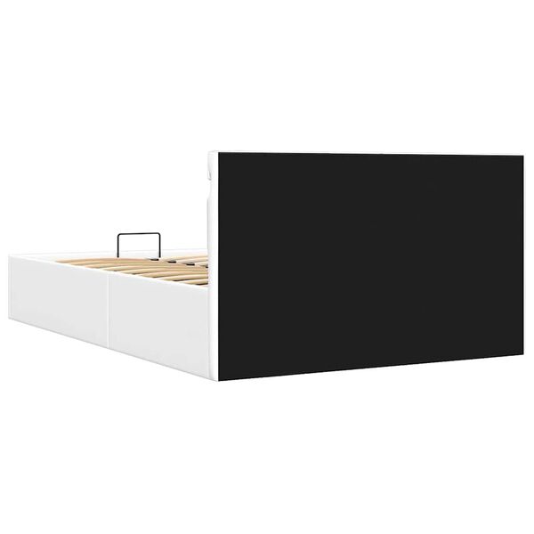 vidaXL Πλαίσιο Κρεβατιού Αποθ. Χώρο/LED Μαύρο 140x200 εκ. Δερματίνη
