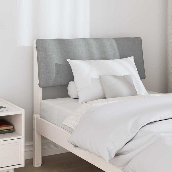 vidaXL Ταπετσαρισμένο κεφαλάρι Ανοιχτό γκρι 75 cm Στερεά ξυλεία πεύκου