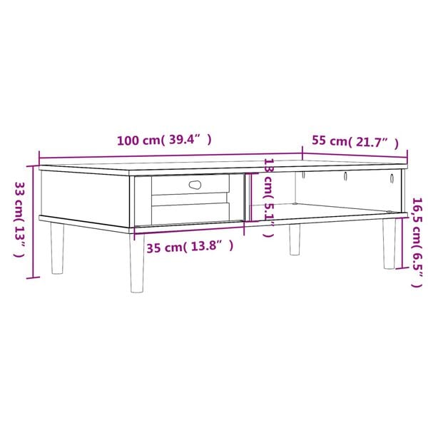 vidaXL Τραπεζάκι Σαλονιού SENJA Καφέ / Ρατάν 100x55x33 εκ. Μασίφ Ξύλο
