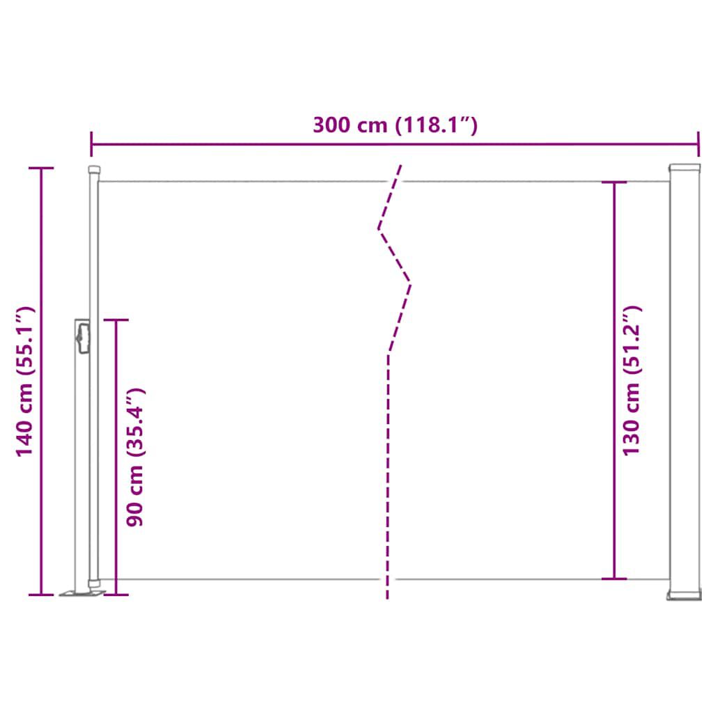 vidaXL Σκίαστρο Πλαϊνό Συρόμενο Κρεμ 140 x 300 εκ.
