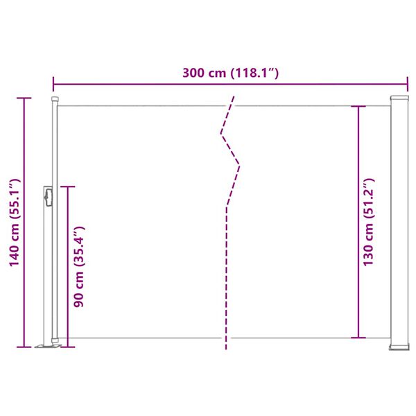 vidaXL Σκίαστρο Πλαϊνό Συρόμενο Κρεμ 140 x 300 εκ.