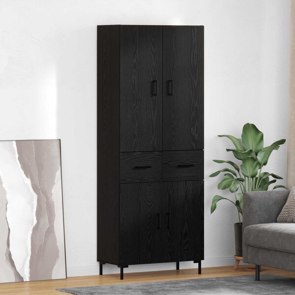 vidaXL Highboard &Mu;&alpha;ύ&rho;&eta; &Omicron;&xi;&upsilon;ά 69,5 x 34 x 180 &epsilon;&kappa;. &Epsilon;&pi;&epsilon;&xi;&epsilon;&rho;&gamma;&alpha;&sigma;&mu;έ&nu;&omicron; &xi;ύ&lambda;&omicron;