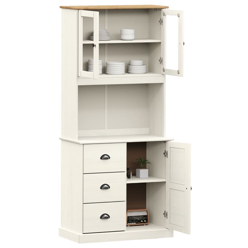 vidaXL Βιτρίνα VIGO Λευκή 78 x 40 x 175 εκ. από Μασίφ Ξύλο Πεύκου
