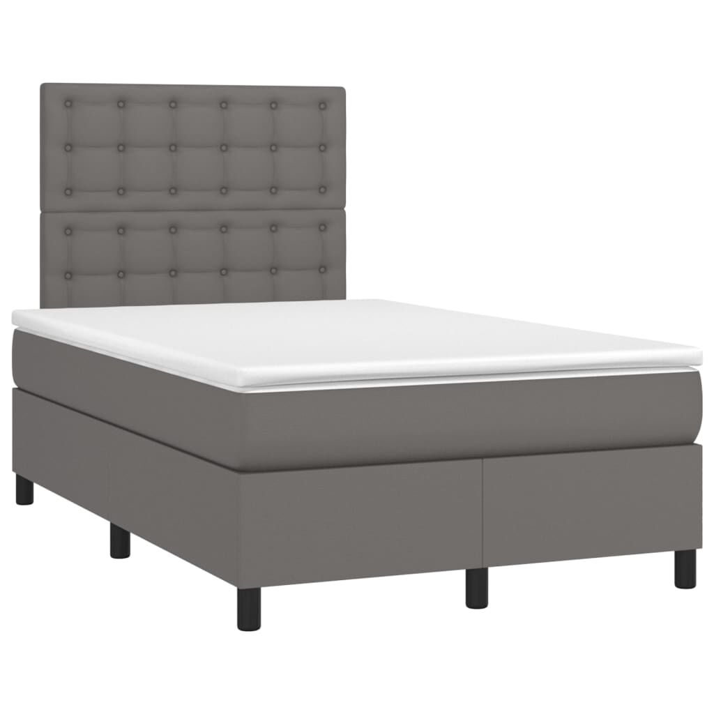 vidaXL Κρεβάτι Boxspring με Στρώμα & LED Γκρι 120x200 εκ. Συνθ. Δέρμα