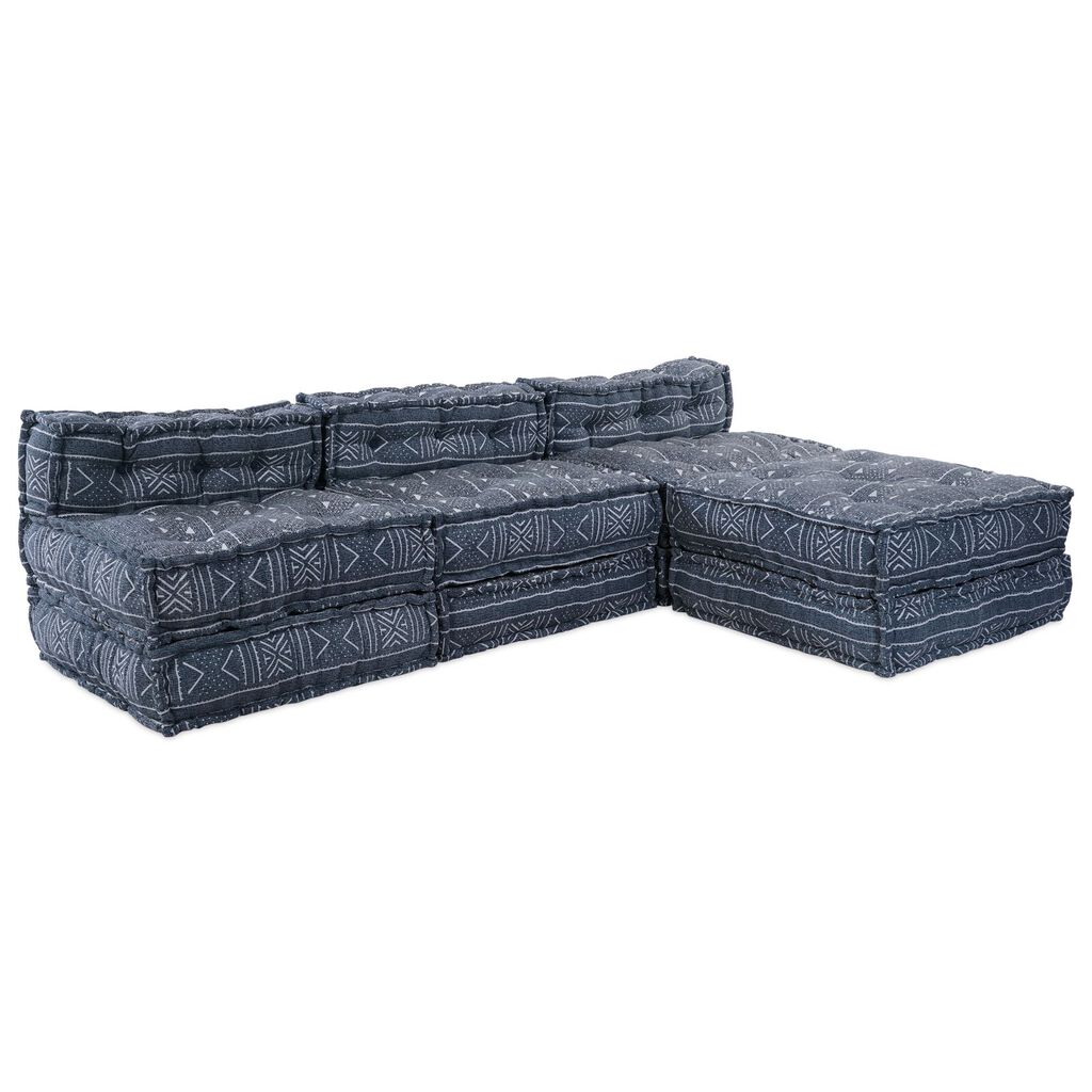 Kαναπές Pouffe 4 Θέσεων Modular Convertible VidaXL από Ίνες Indigo