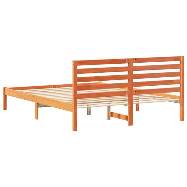 vidaXL Σκελετός Κρεβατιού Καφέ κεριού 150 x 200 cm Μασίφ ξύλο πεύκου