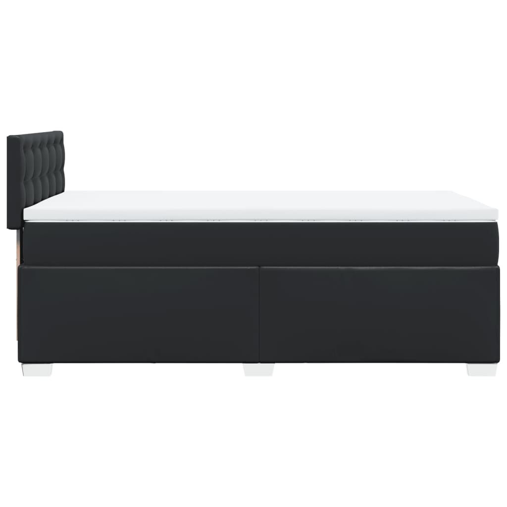 vidaXL Κρεβάτι Boxspring με Στρώμα Μαύρο 90x200εκ. από Συνθετικό Δέρμα