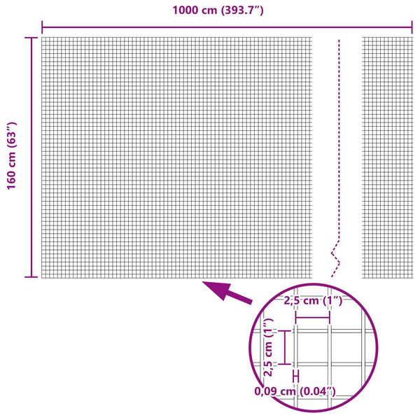 vidaXL Φράχτης με Στήλες. Γκρι 1.6 x 10 m Ατσάλι