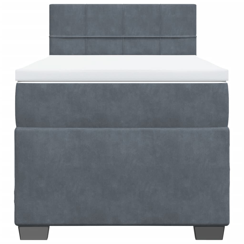 vidaXL Κρεβάτι Boxspring με Στρώμα Σκούρο Γκρι 90x200 εκ. Βελούδινο