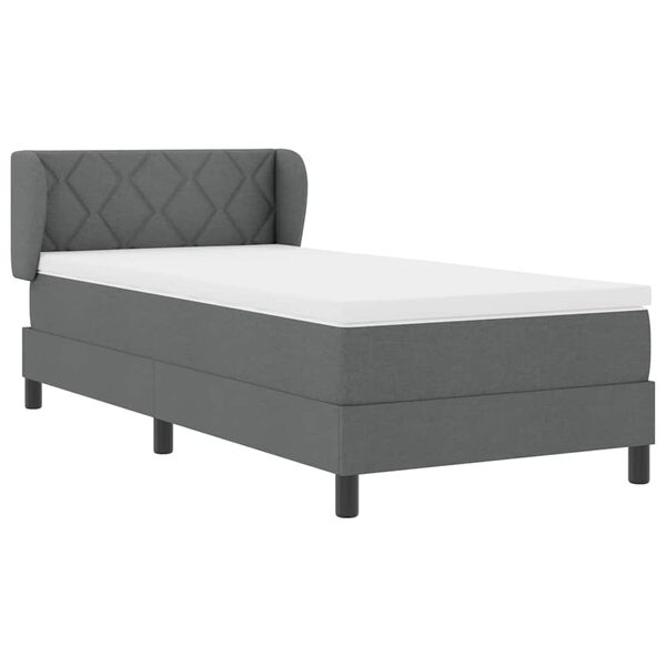 vidaXL Κρεβάτι box spring με στρώμα Σκούρο γκρι 100 x 200 cm ύφασμα
