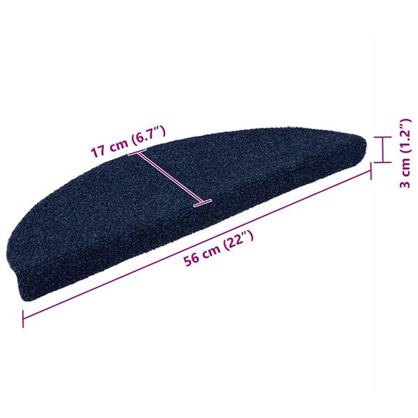 vidaXL Πατάκια Σκάλας Αυτοκόλ. 10 τεμ Ν. Μπλε 56x17x3 εκ. Βελονιασμένα