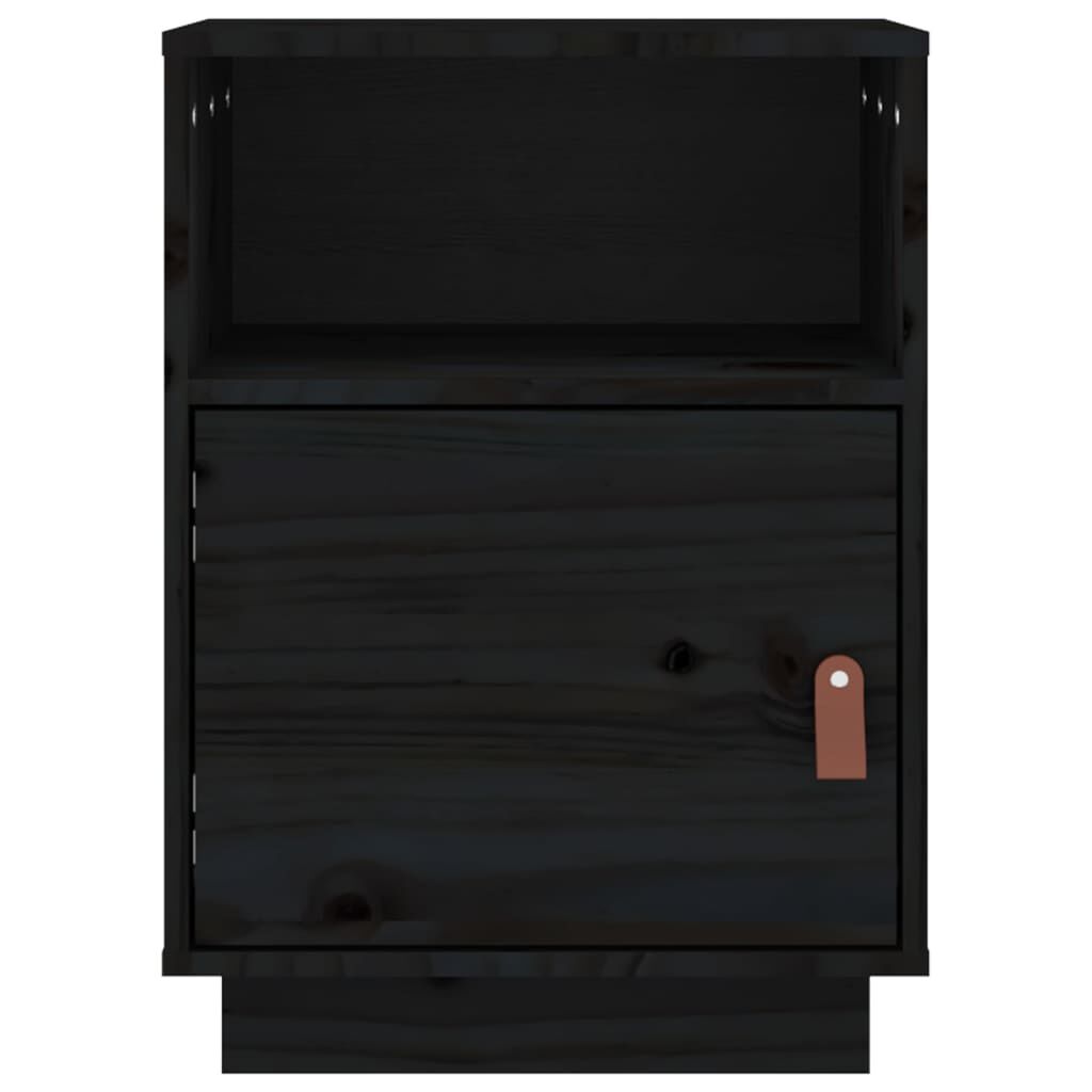 vidaXL Κομοδίνο Μαύρο40x34x55εκ. από Μασίφ Ξύλο Πεύκου