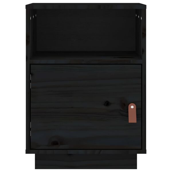 vidaXL Κομοδίνο Μαύρο40x34x55εκ. από Μασίφ Ξύλο Πεύκου