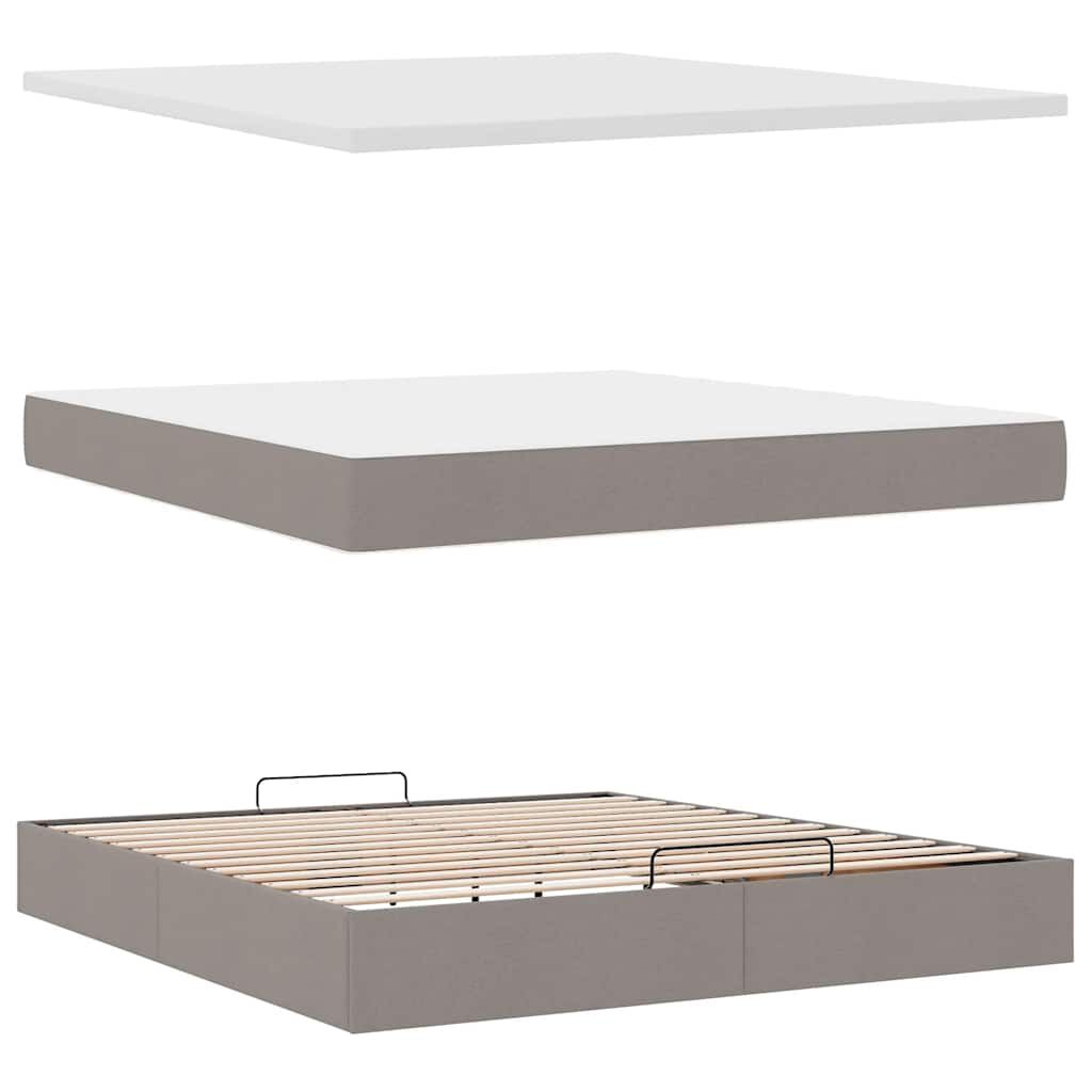 vidaXL Οθωμανικό κρεβάτι με στρώμα Taupe 180x200cm ύφασμα