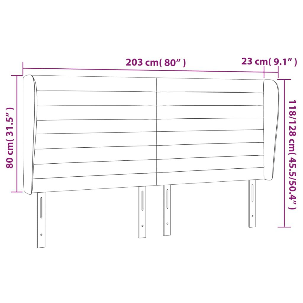 vidaXL Κεφαλάρι με Πτερύγια Κρεμ 203x23x118/128 εκ. Υφασμάτινο