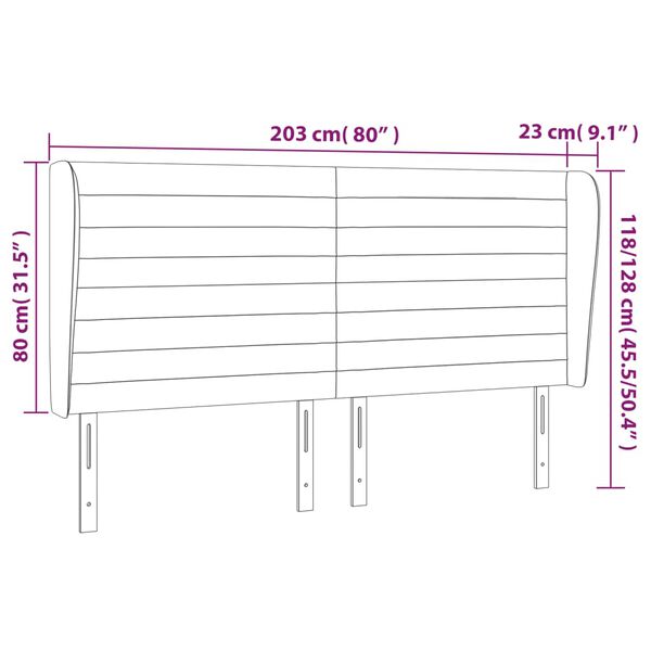 vidaXL Κεφαλάρι με Πτερύγια Κρεμ 203x23x118/128 εκ. Υφασμάτινο