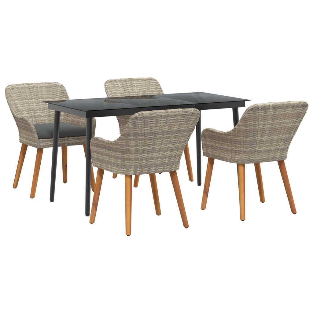 vidaXL Σετ τραπεζαρίας 5 pcs Ανοιχτό γκρι Πολυ ράταν
