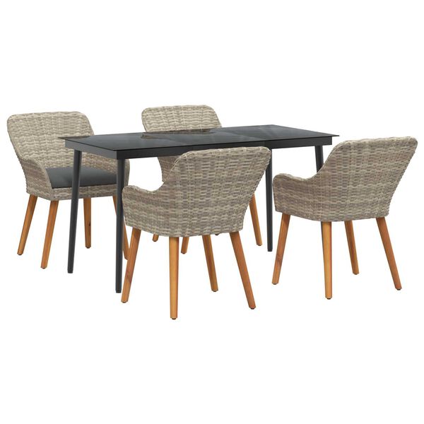 vidaXL Σετ τραπεζαρίας 5 pcs Ανοιχτό γκρι Πολυ ράταν