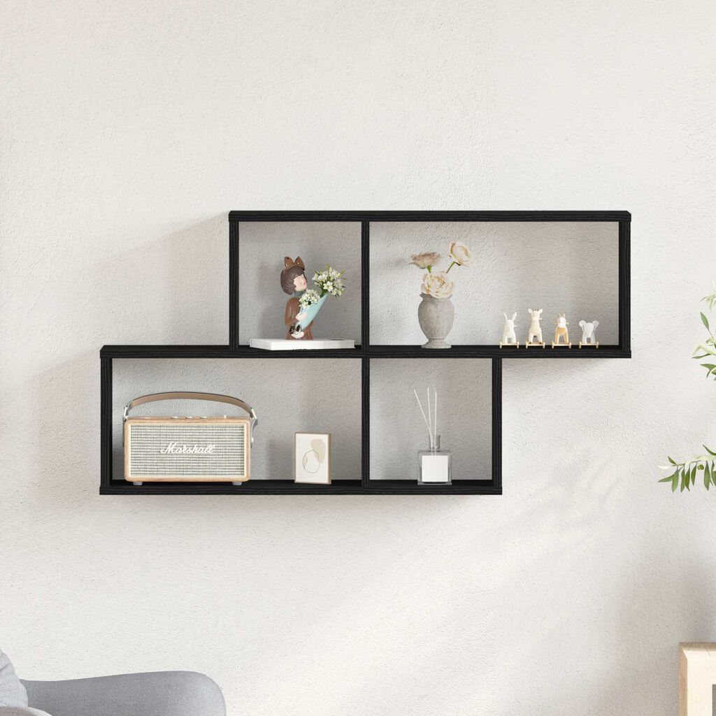 vidaXL Ράφι Τοίχου Μαύρη δρυς 76 x 15 x 53 εκ Επεξεργασμένο ξύλο