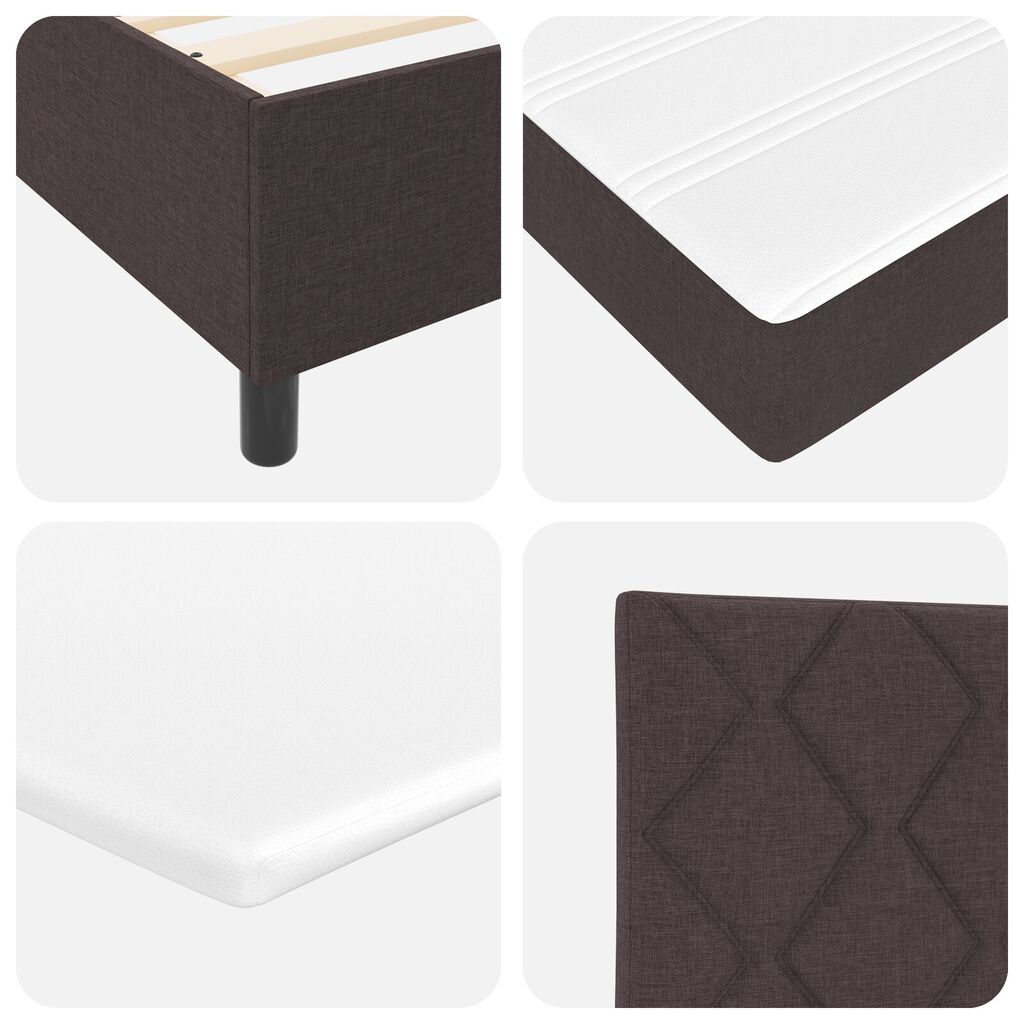 vidaXL Κρεβάτι Box Spring με Στρώμα & Πάγκο Σκούρο Καφέ 90x200 εκ. Ύφασμα