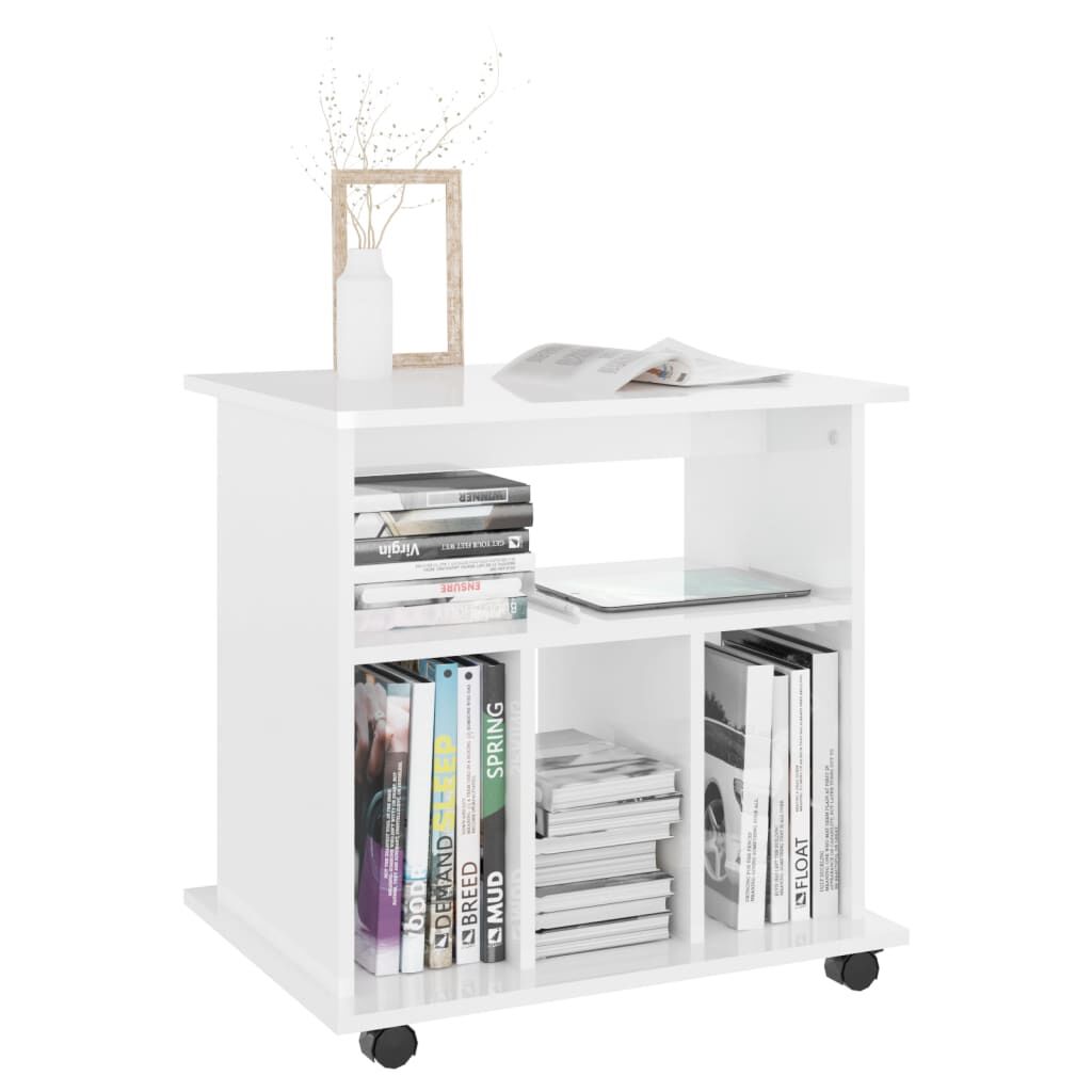 vidaXL Ντουλάπι Τροχήλατο Γυαλιστ. Λευκό 60x45x60 εκ. από Επεξ. Ξύλο