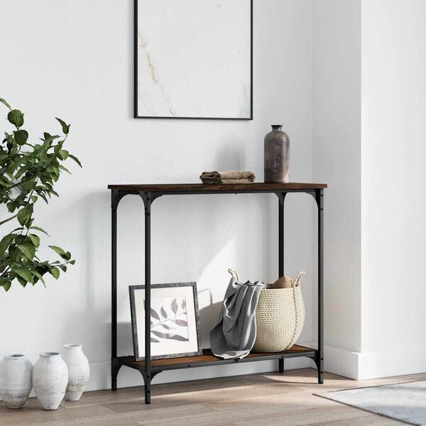 vidaXL Τραπέζι Κονσόλα Καφέ Δρυς 75 x 30,5 x 75 εκ. από Επεξεργ. Ξύλο