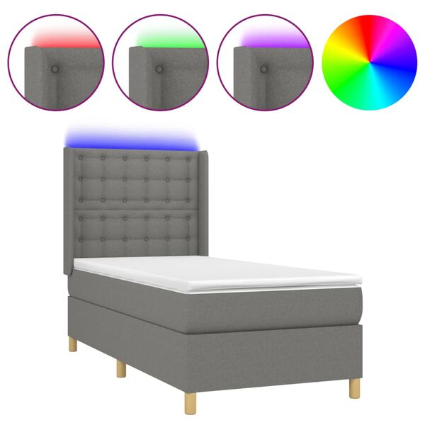 vidaXL &Kappa;&rho;&epsilon;&beta;ά&tau;&iota; Boxspring &mu;&epsilon; &Sigma;&tau;&rho;ώ&mu;&alpha; & LED &Sigma;&kappa;.&Gamma;&kappa;&rho;&iota; 80x200 &epsilon;&kappa;. &Upsilon;&phi;&alpha;&sigma;&mu;ά&tau;&iota;&nu;&omicron;
