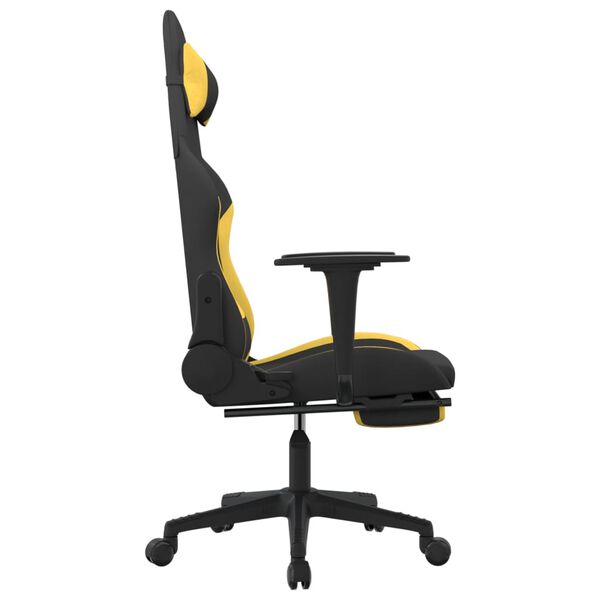 vidaXL Καρέκλα Μασάζ Gaming Μαύρη/Κίτρινο Ύφασμα με Υποπόδιο