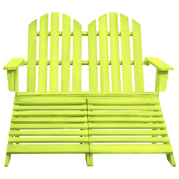 vidaXL Καρέκλα Κήπου Adirondack Διθέσια Πράσινη Ξύλο Ελάτης & Υποπόδιο