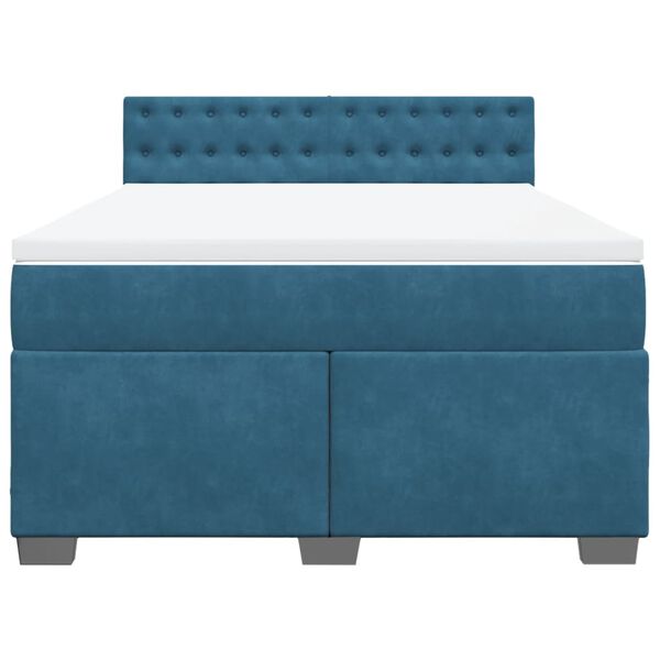vidaXL Κρεβάτι Boxspring με Στρώμα Σκούρο Μπλε 140x200 εκ. Βελούδινο