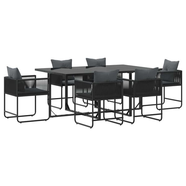 vidaXL Σέτ φαγητού για κήπο 7 pcs Μαύρο Ατσάλι