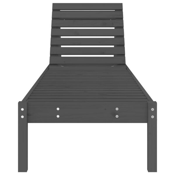 vidaXL Ξαπλώστρες 2 τεμ. Γκρι 199,5 x 60 x 74 εκ. Μασίφ Ξύλο Πεύκου