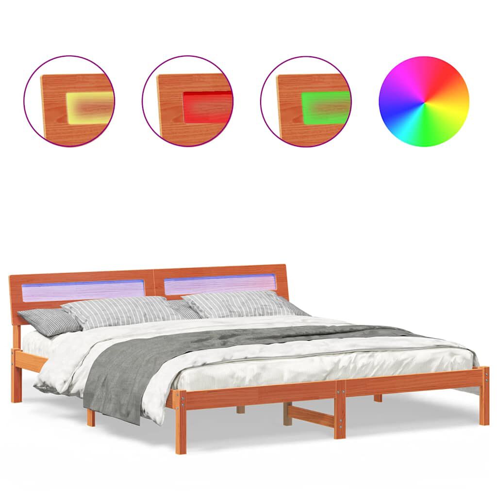 vidaXL Σκελετός Κρεβατιού Καφέ κεριού 180 x 200 cm Μασίφ ξύλο πεύκου