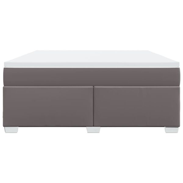 vidaXL Κρεβάτι Boxspring με Στρώμα Γκρι 180x200 εκ. Συνθετικό Δέρμα