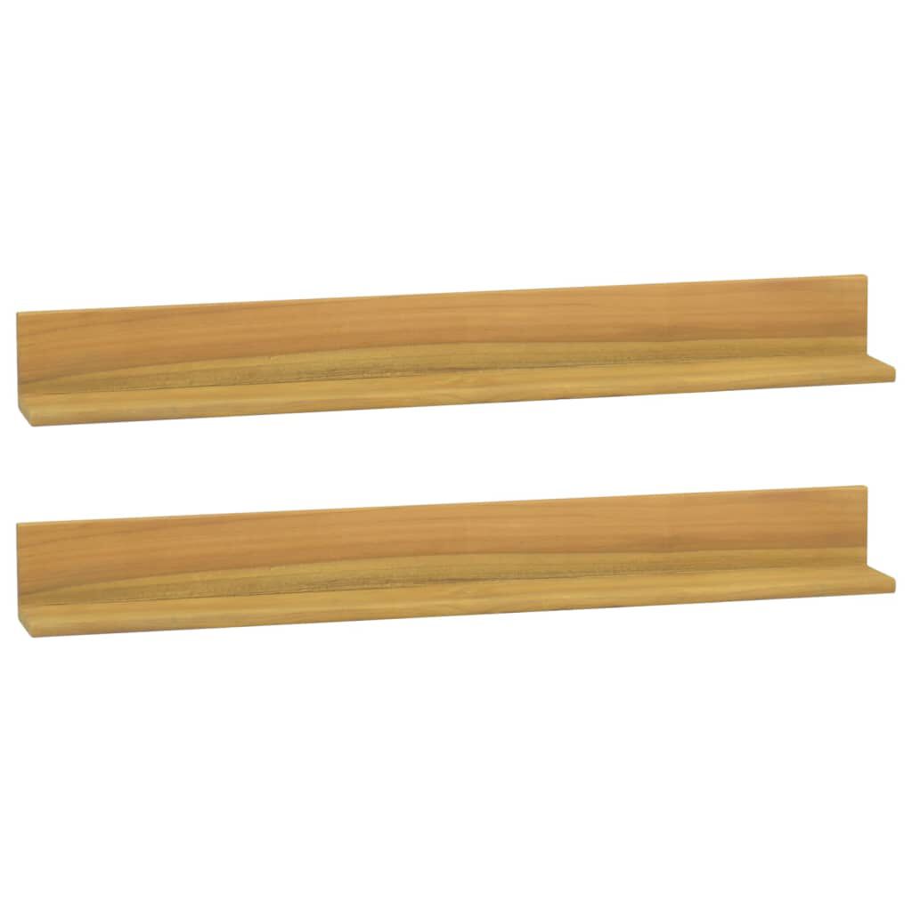 vidaXL Ράφια Τοίχου 2 τεμ. 90 x 10 x 10 εκ. από Μασίφ Ξύλο Teak