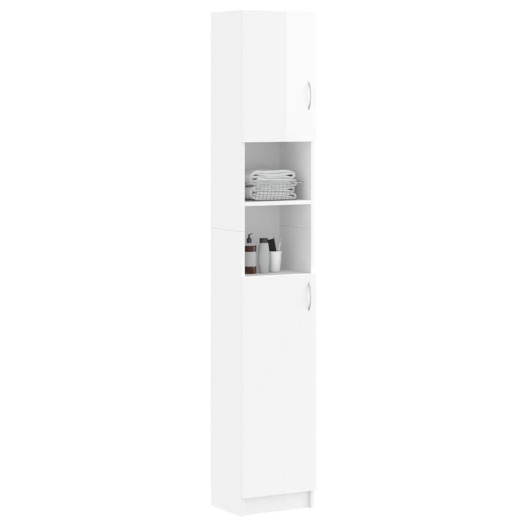 vidaXL Στήλη Μπάνιου Γυαλιστερό Λευκό 32 x 25,5 x 190 εκ. Επεξ. Ξύλο