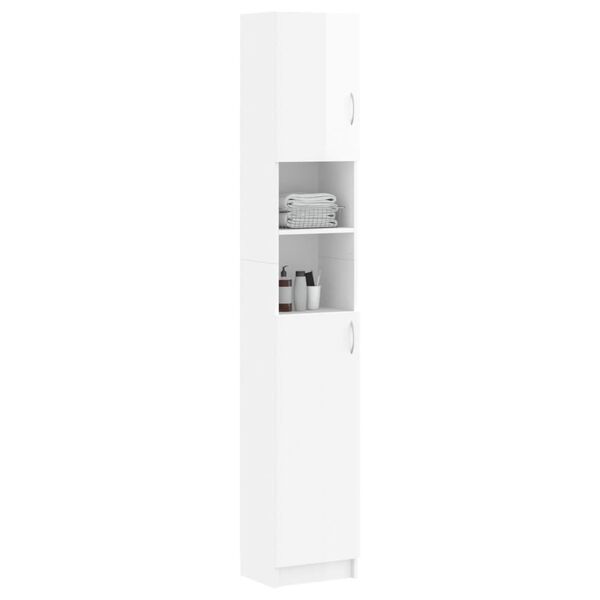 vidaXL Στήλη Μπάνιου Γυαλιστερό Λευκό 32 x 25,5 x 190 εκ. Επεξ. Ξύλο